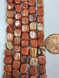Red Jasper   pebbles   8 inch strand