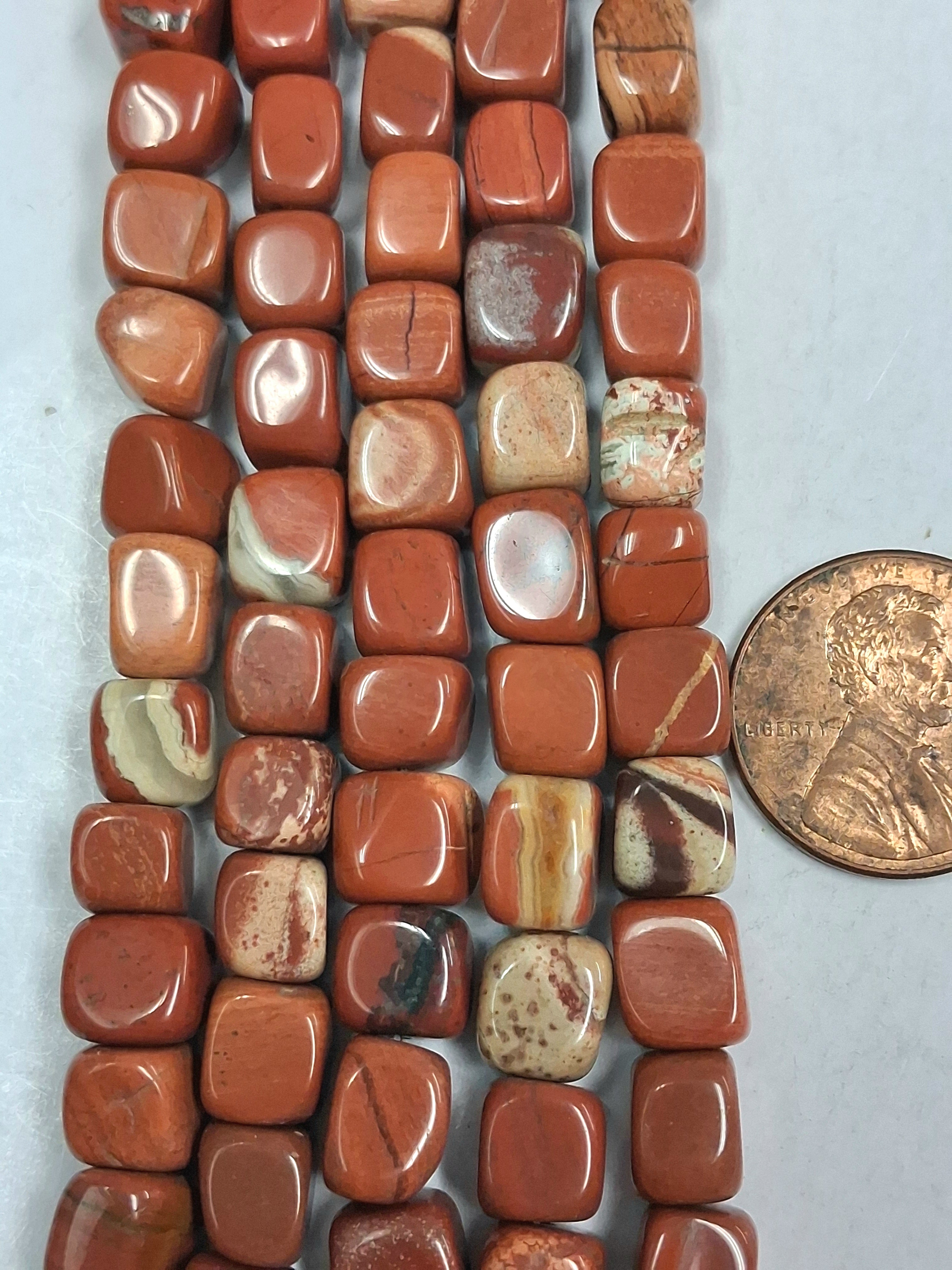 Red Jasper   pebbles   8 inch strand
