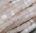 4mm Cube Rose Quartz Beads 8" inch Strand