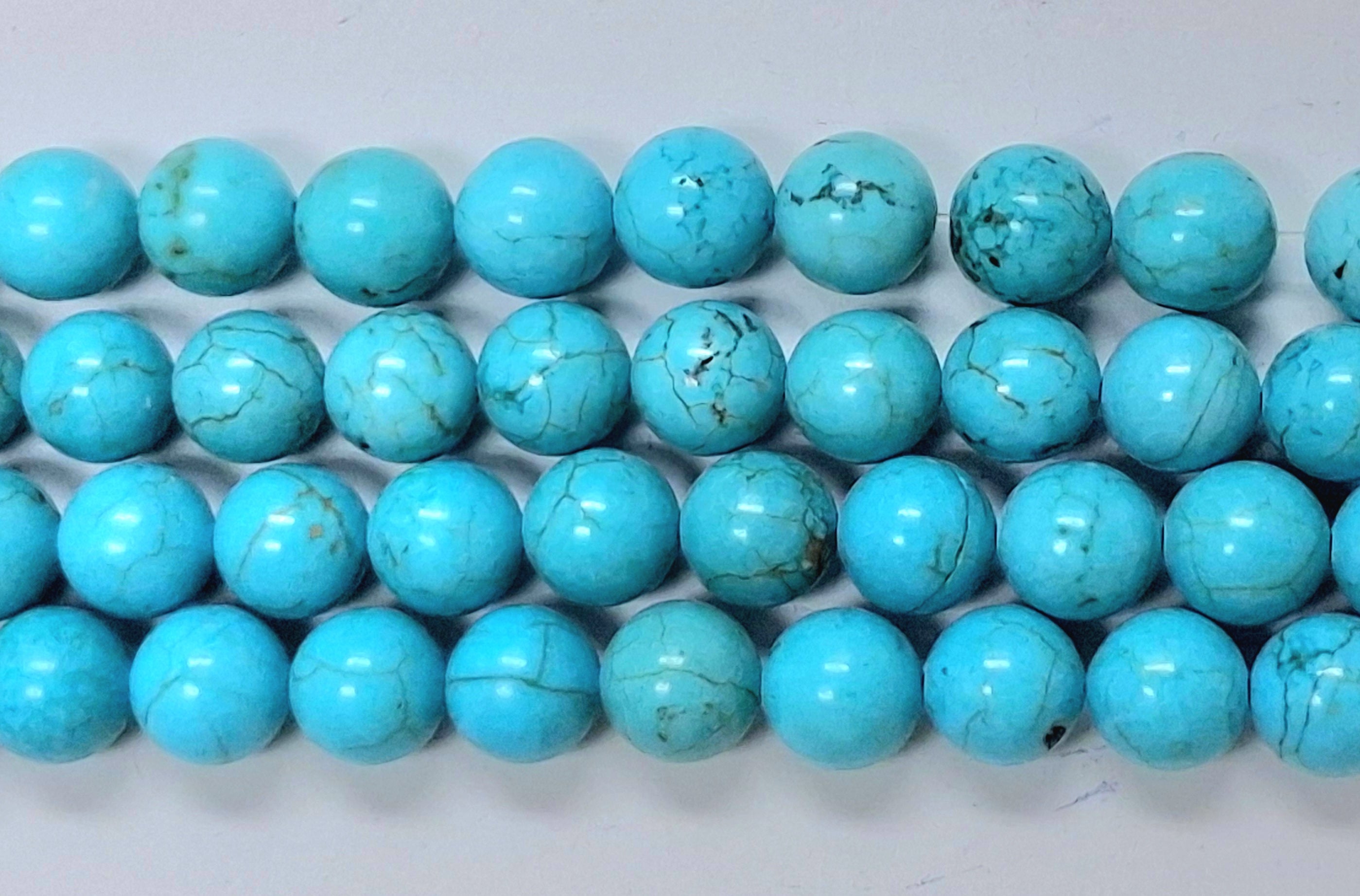 Turquoise 10mm Round Blue natural Beads 8 inch strand