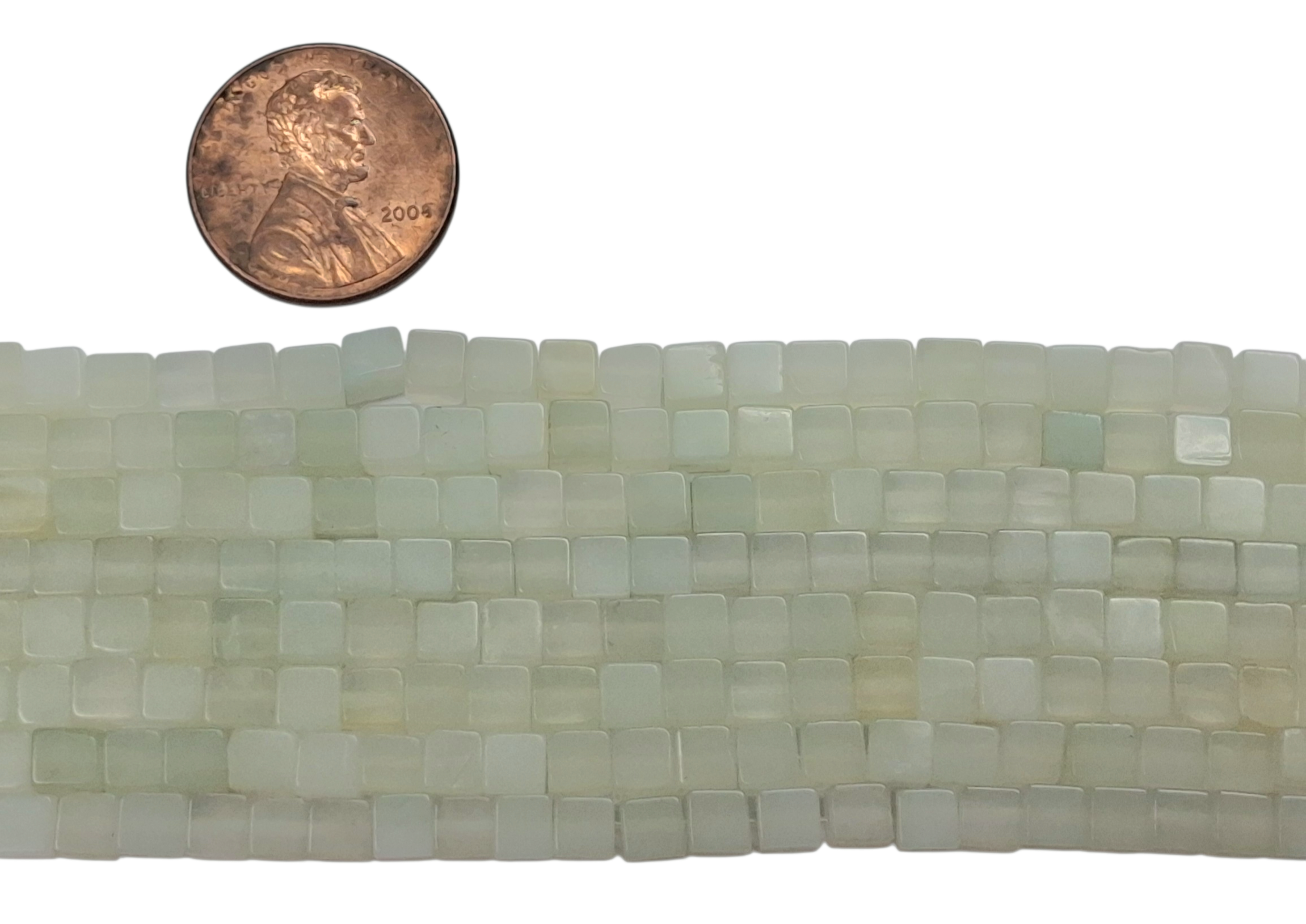 New Jade 4x4mm cube beads 8 inch strand