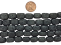 Black Lava stone nuggets 10 x 15 mm 7.5 inch strand