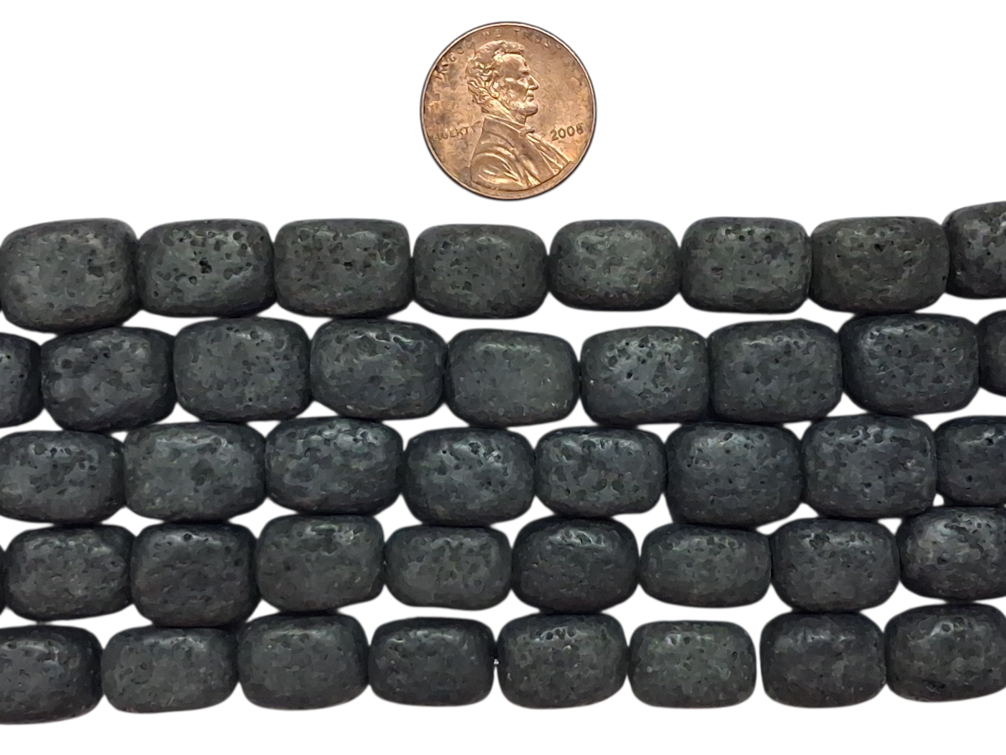 Black Lava stone nuggets 10 x 15 mm 7.5 inch strand