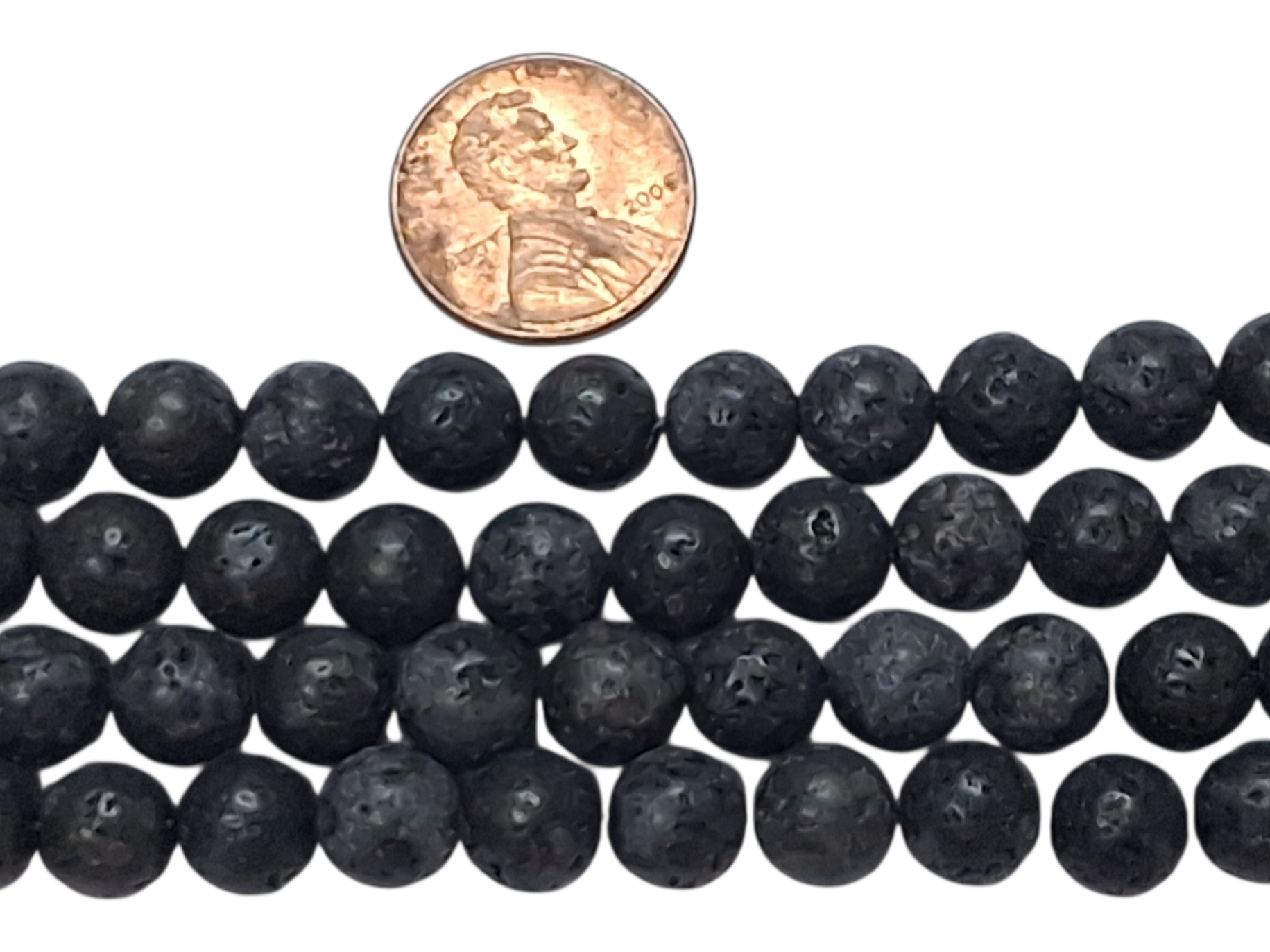 Black lava 8 mm round Beads 8 inch strand
