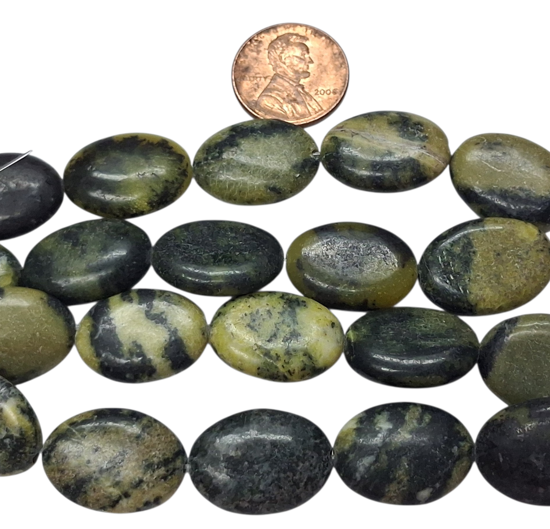 Yellow turquoise Puffy Oval 15x2 beads 8 inch strand