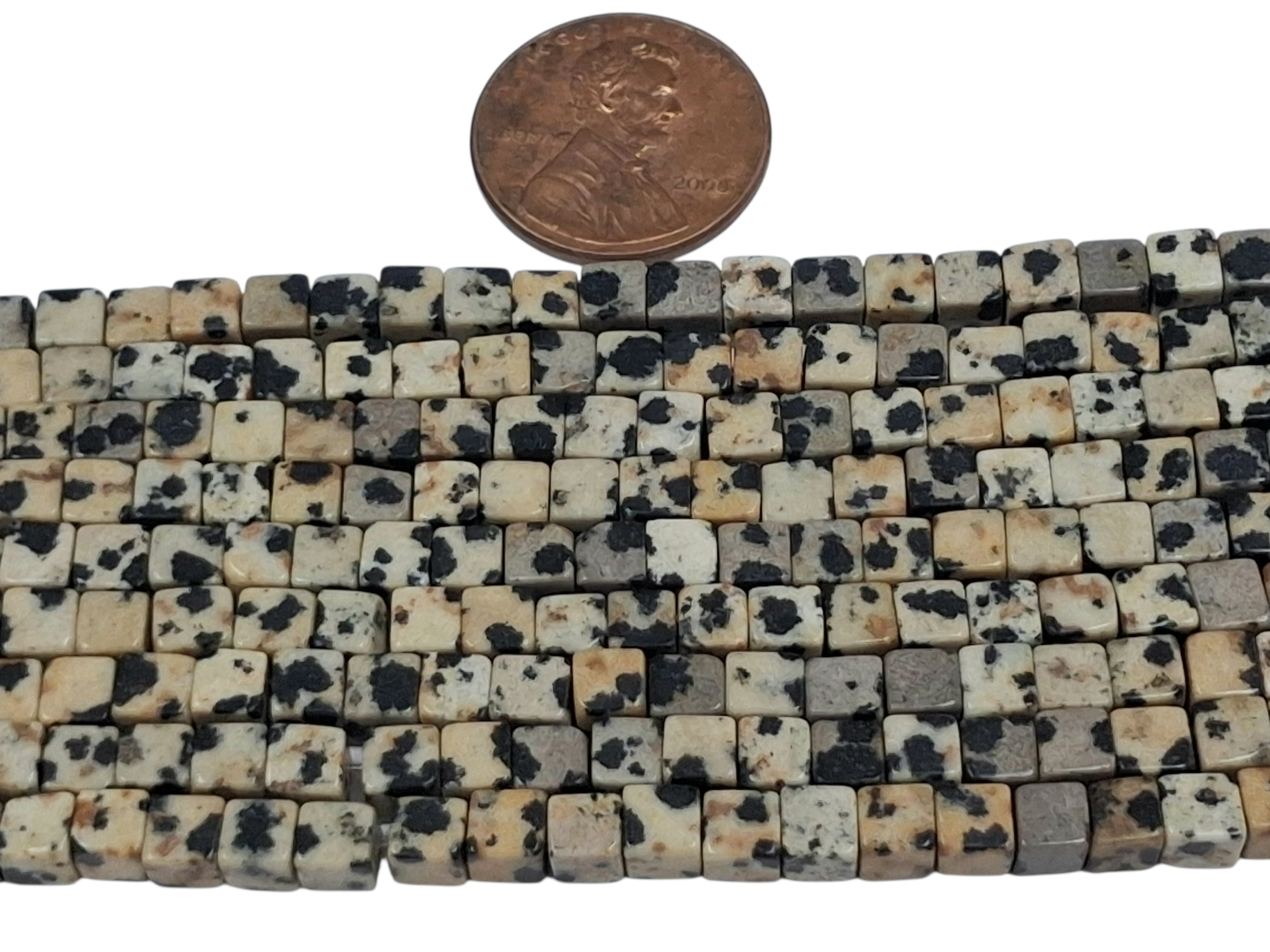 Dalmatian Jasper 4x4 mm Cubes 8 inch strand