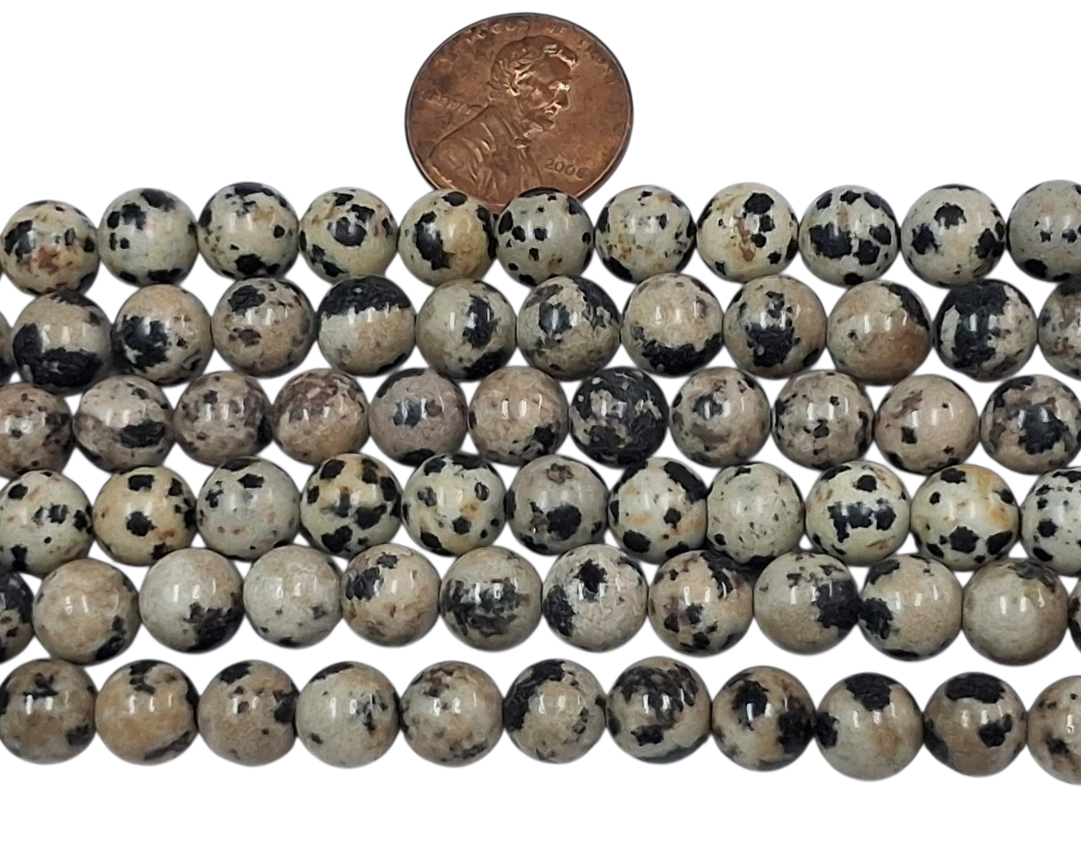 Dalmatian jasper 8 mm Round 7.5 inch strand