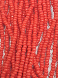 Size 13/0 Charlotte cut seed beads Lt. Red op full hank