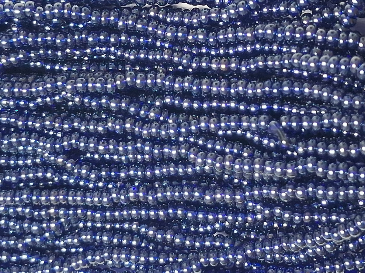 11/0 CZECH COBALT BLUE LUSTER SEED BEADS 12 STRING/HNK-APPX 34 GMS