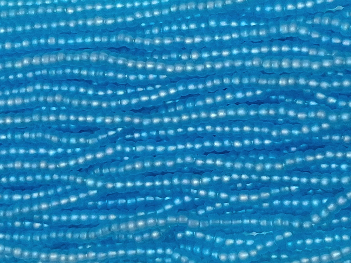 11/0 CZECH LT AQUA MT RB SEED BEADS 12 STRING/HNK-APPX 34 GMS