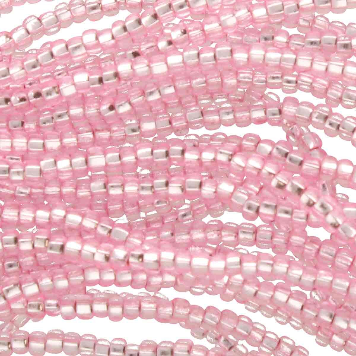 11/0 CZECH PINK DYED S/L -12 STRING/HNK-APPX 18 GMS