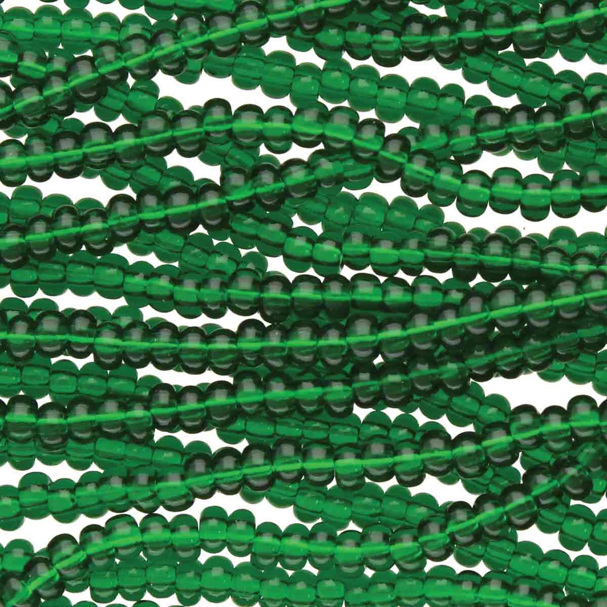 11/0 CZECH GREEN TRANS 12 STRING/HNK-APPX 17 GMS