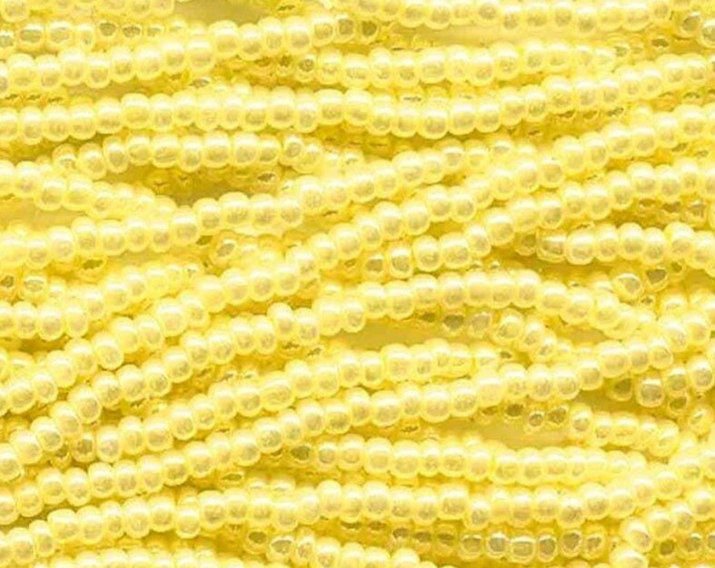11/0 CZECH YELLOW OP LUSTER SEED BEADS 12 STRING/HNK-APPX 34 GMS